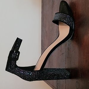 Women's size 10 Mix No. 6 black glittery strappy block heels